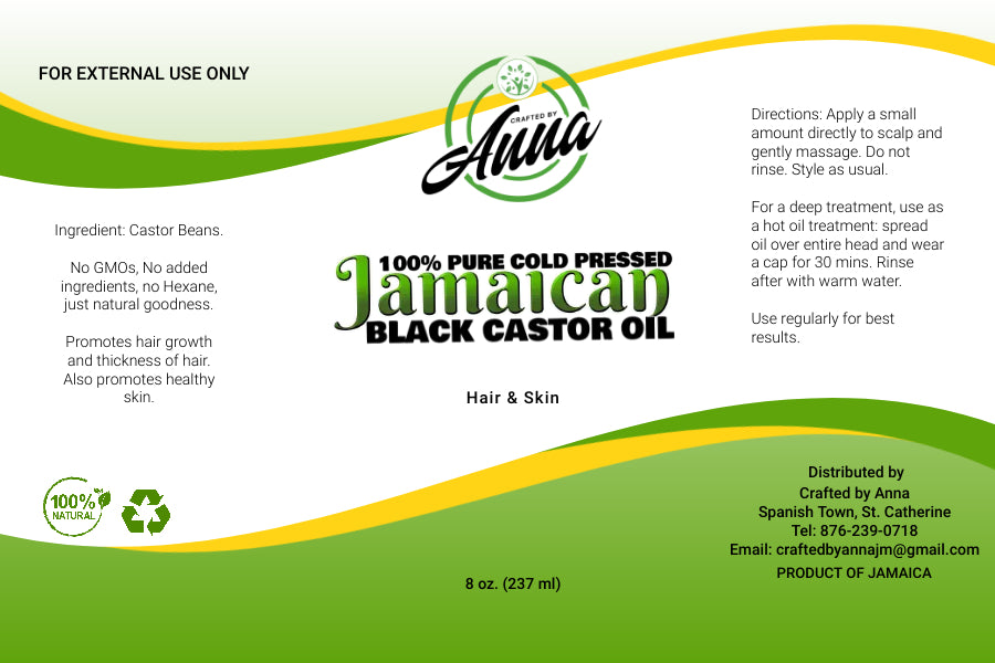 8oz Organic Jamaican Black Castor Oil