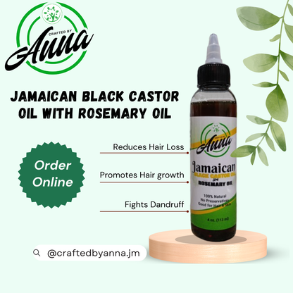 4oz Organic Jamaican Black Castor Oil with Rosemary Oil